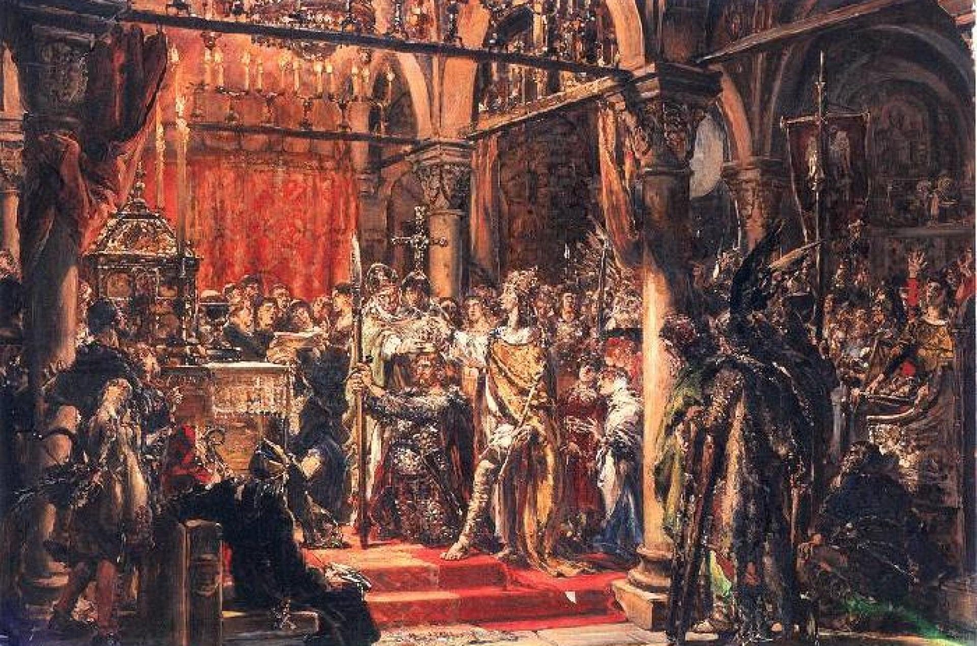 Koronacja pierwszego króla Polski, 1889, autor: Jan Matejko